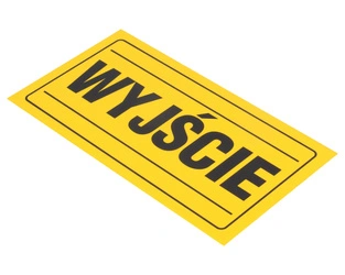 Tablica ostrzegawcza plastikowa żółta WYJŚCIE 12x22 cm