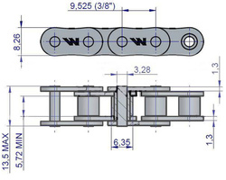 Łańcuch rolkowy 06B-1 (R1 3/8) 5 m Waryński