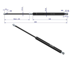 siłownik amortyzator gazowy A=240 B=120 F=750N skok 80, POLMO 04428681