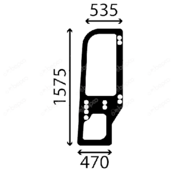 szyba Case, Kobelco, New Holland - drzwi lewe PF51C01007P1 (2977)