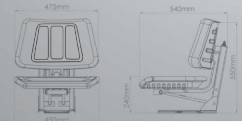 Siedzenie do ciągnika C-360, C-330, wózka widłowego amortyzowane mechanicznie