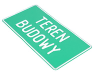 Tablica ostrzegawcza metalowa Teren Budowy zielona 28x14 cm
