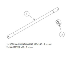 Zestaw szpilek do połączenia 5 dźwigni sterowania rozdzielaczem hydraulicznym na linki widełki
