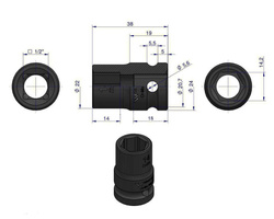 Nasadka udarowa sześciokątna 1/2" 14 mm Waryński