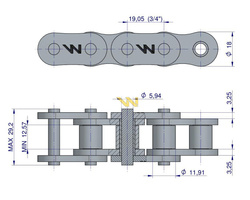 Łańcuch rolkowy wzmocniony 60SP (R1 3/4) 5m Waryński