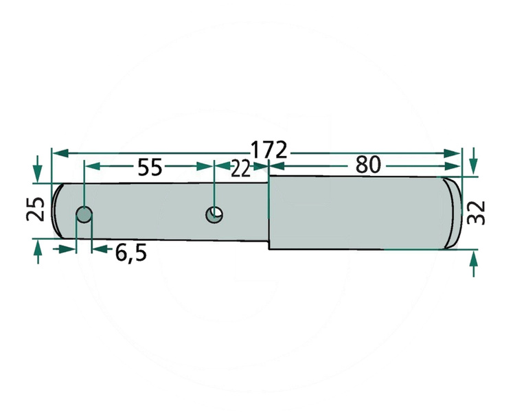 Sworzeń łącznika górnego 172mm fi 25mm fi 32mm