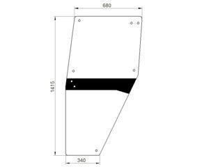 szyba do ciągnika Deutz-Fahr - drzwi lewe zielone 04347342 (3914)