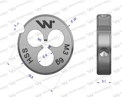 Narzynka przemysłowa M3 ze stali HSS DIN22568 Warynski