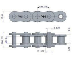 Łańcuch rolkowy 08B-1 (R1 1/2) Waryński