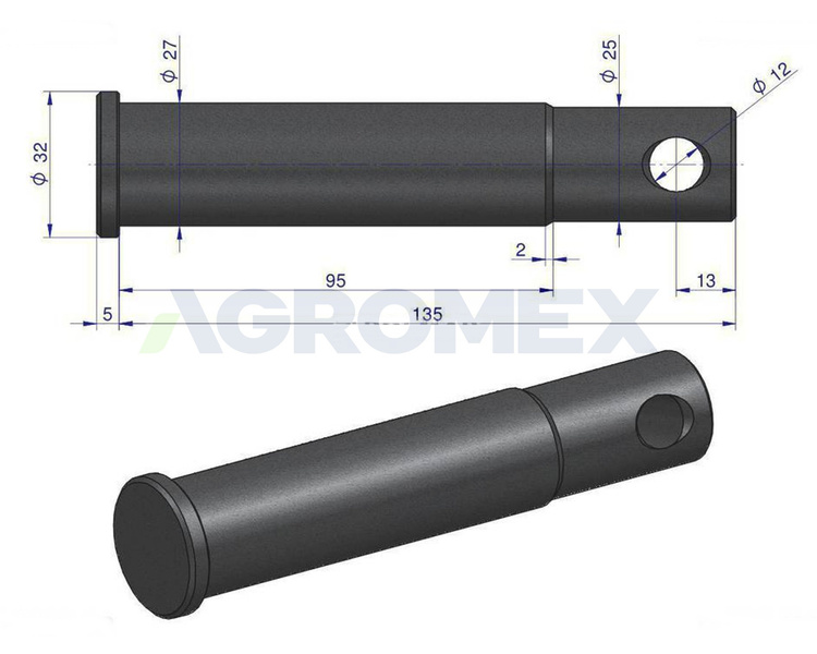 Sworzeń widłaka zaczepu polowego C-330 C-360 50676370 oryginał Ursus