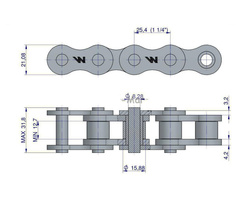 Łańcuch rolkowy 16BX 102 wzmocniony 16BX-101PZ+ogn Prasa Zwijka Sipma 5279000102 Waryński