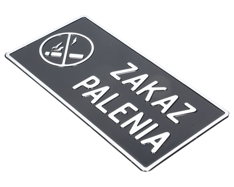 Tablica ostrzegawcza metalowa Zakaz Palenia czarna 28x14 cm