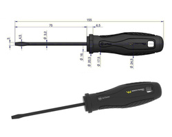 Wkrętak płaski 3 x 75 mm. stal SVCM. Waryński