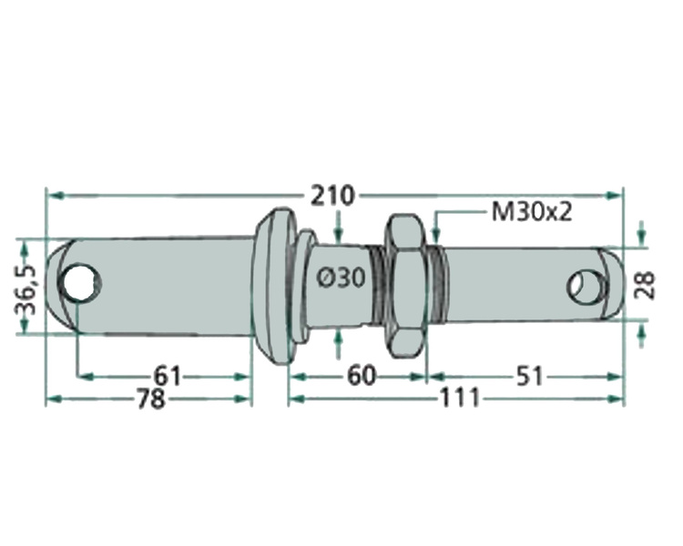 Sworzeń wieszaka narzędzi łącznika dolnego 210mm