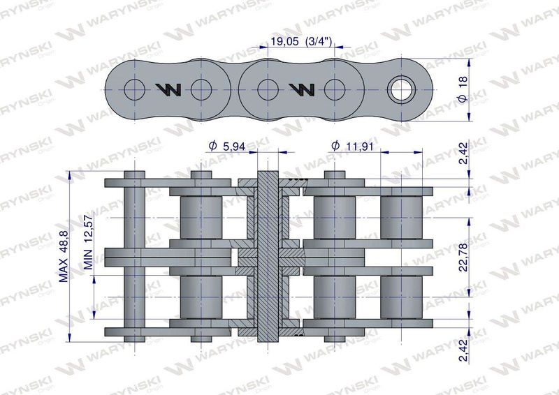 Łańcuch rolkowy L12A2-88PZ zastosowanie Claas 603132. 603132.0. 0006031321 Waryński