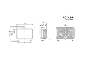 lampa przednia drogowa LED 168x108mm Massey Ferguson, Landini 3 funkcje