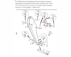 Sworzeń siłownika łyżki do koparko ładowarki JCB 3CX 4CX 811/90409