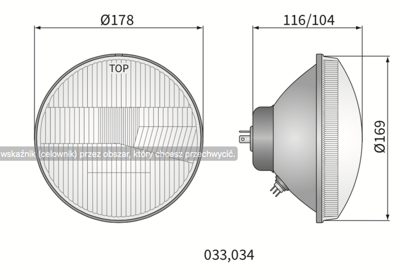 element optyczny reflektora, lampy przedniej R2 WESEM RE.12111 Ø178mm