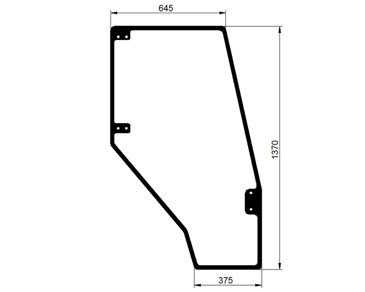 szyba do ciągnika Deutz-Fahr - drzwi prawe bezbarwne 04402779 (1567)