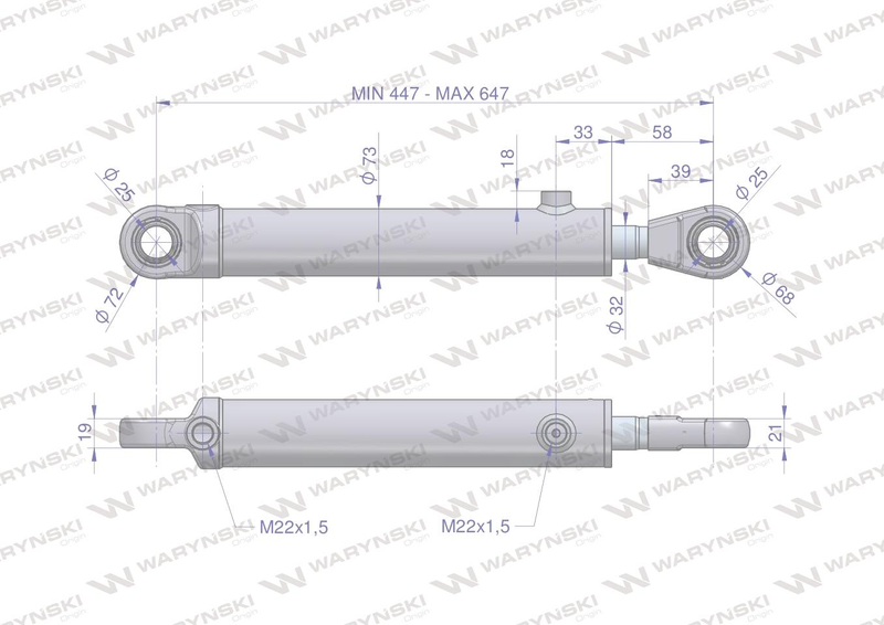 Cylinder siłownik hydrauliczny wspomagania układu kierowniczego 84276909 C-385 Waryński