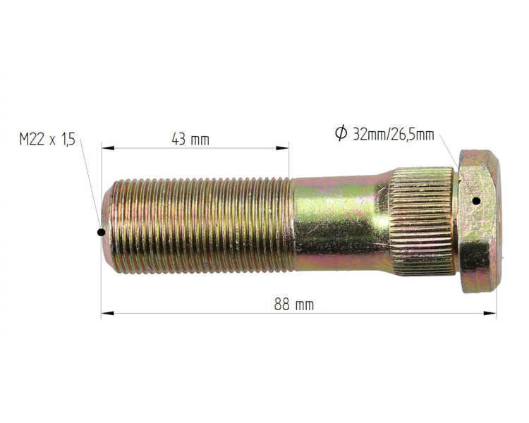 Szpilka koła przyczepy HL 6011/ HL 8011 M22x1,5