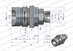 Zawór gniazdo M22x1.5 skręcane 50490020 Waryński