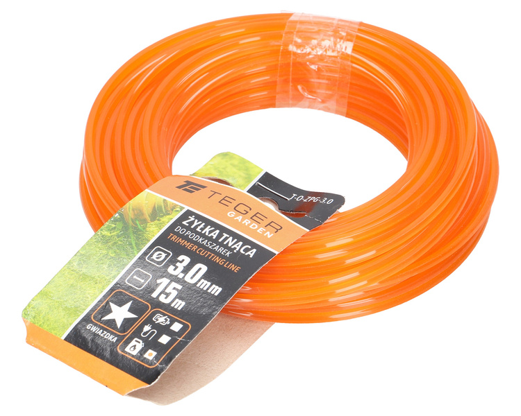 Żyłka tnąca do podkaszarek / Gwiazdka / 3.0 mm / 15 m / TEGER