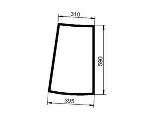 szyba do ciągnika Deutz-Fahr, Lamborghini, MF, Same - boczna prawa koła 24-28" bezbarwna 0.010.7093.0/10 (2343)