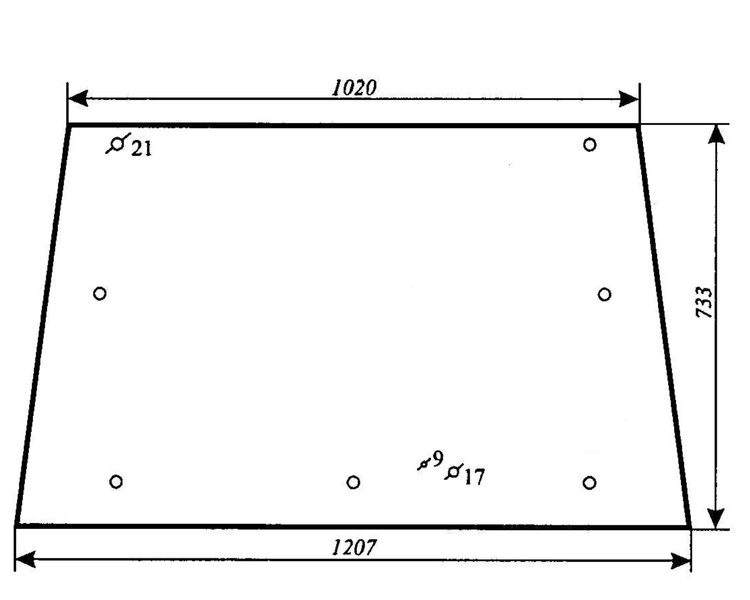szyba do ciągnika Massey Ferguson 274 284 294 377 387 397 675 690 698 699 1004 1007 1014 1024, Landini- tylna (764) 3303023M1
