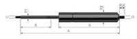 siłownik amortyzator gazowy A=462 B=262 F=200N M6