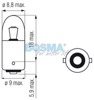 żarówka 24V 2W BA9s BOSMA