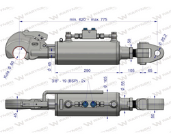 Łącznik Hydrauliczny KAT-3 FI25 z zestawem przewodów hydraulicznych Waryński