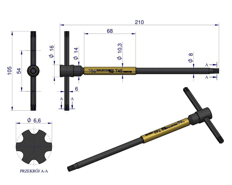 Klucz T ze spinnerem TORX T40 Waryński