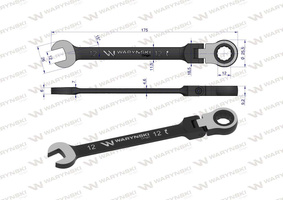 Klucz płasko-oczkowy 12 mm z grzechotką 72 zęby i przegubem Waryński
