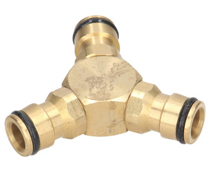 Złącze ogrodowe trójdrożne na wąż 1/2 mosiężne mosiądz Agtech