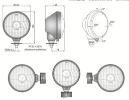 lampa przednia, reflekor główny w obudowie metalowej stojący H4/R2 WESEM Ursus PES2.42170