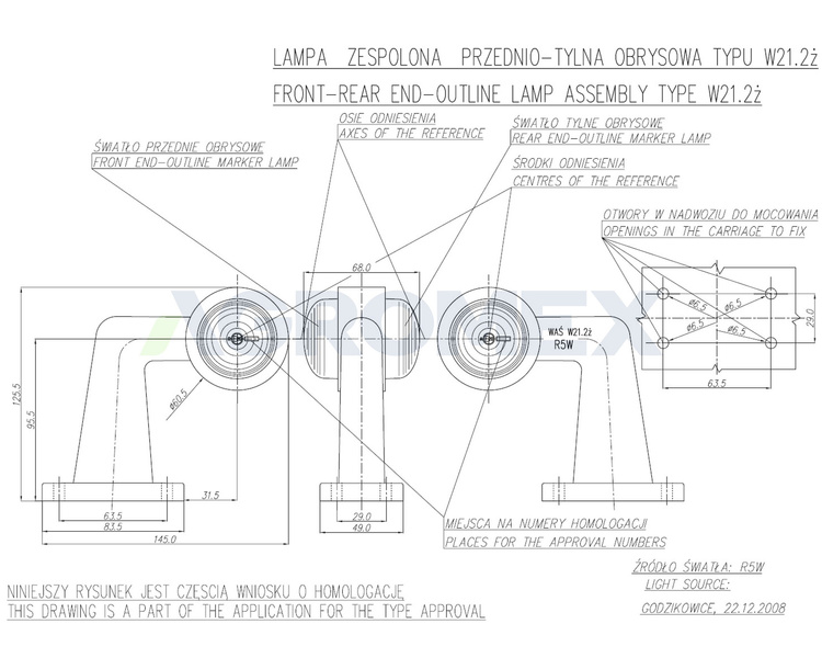 Lampa obrysowa przednio-tylna 12/24V