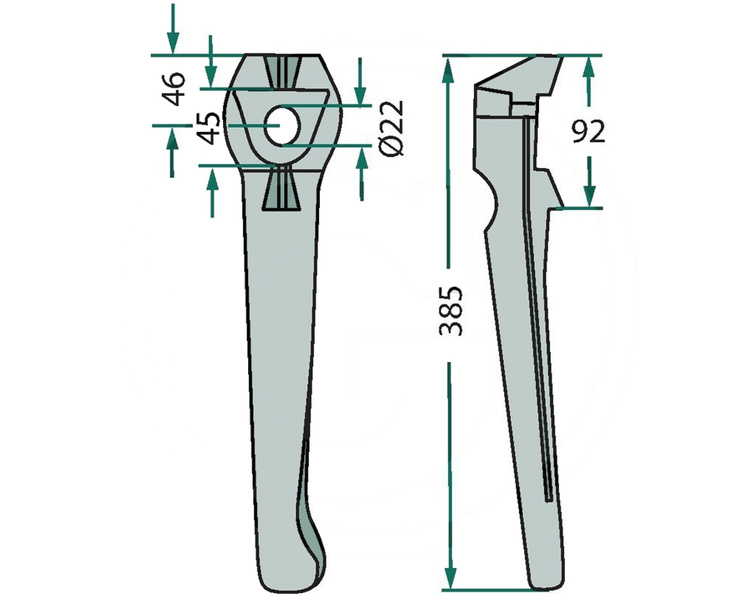 Ząb brony aktywnej lewy Lely 385mm 180RH-116-L.1