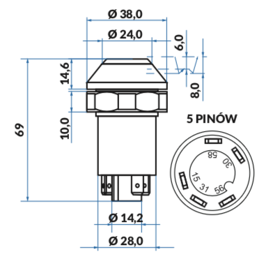 przycisk, włącznik świateł drogowych JCB 701/17400