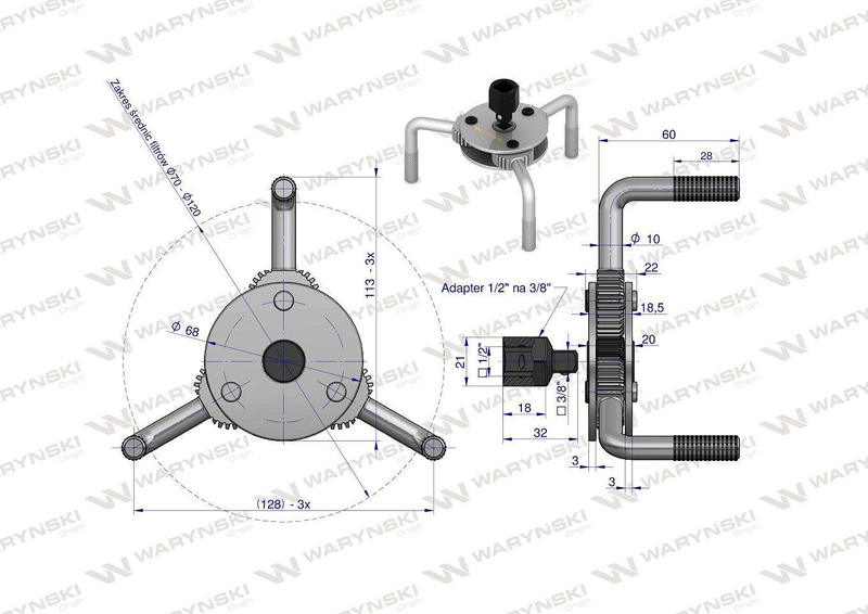 Klucz zębatkowy do filtra oleju 70-120 mm Waryński