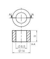 plastikowa tulejka redukcyjna 14-8.5mm do montażu szyby ciągnika, koparki