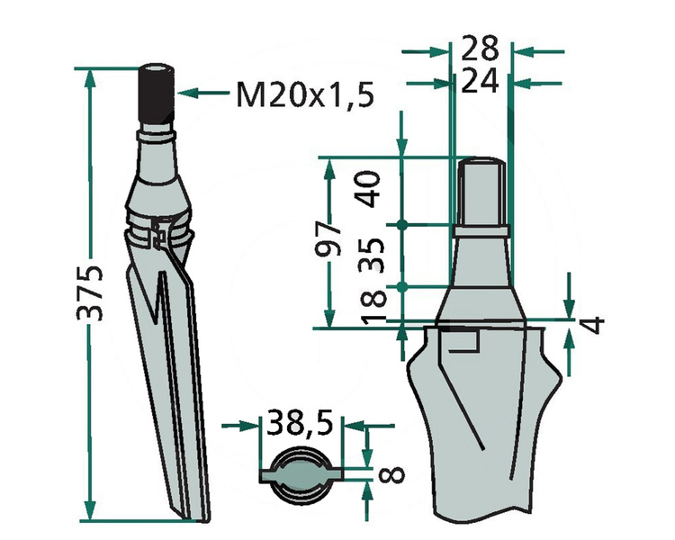 Ząb brony aktywnej lewy Krone 375mm 180RH-79-L