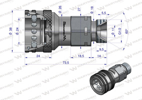 Szybkozłącze hydrauliczne gniazdo G1/2"BSP gwint zewnętrzny ISO 7241-A Waryński