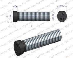 Śruba kpl. płużna oval z jednej strony ścięta M16x80 mm kl.12.9 Kverneland Waryński