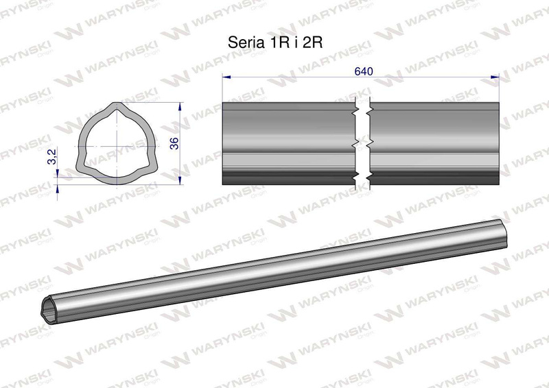 Rura wewnętrzna Seria 2R zewnętrzna Seria 1R do wału 760 przegubowo-teleskopowego 36x3.2 mm 640 mm WARYŃSKI [WR2321640]