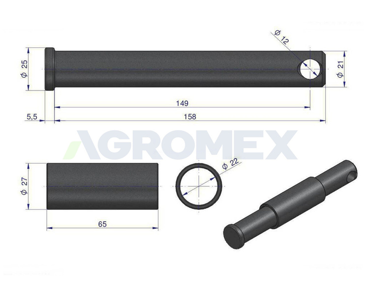 Sworzeń mocowania widłaka z ramą C-330 C-360 50676090 oryginał Ursus