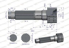 Wał napędzający reduktora C-385 Waryński 80121167