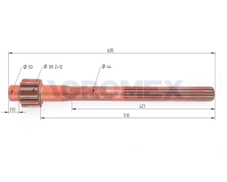 Półoś st. typ 12 zębów C-360 oryginał Ursus 50428220