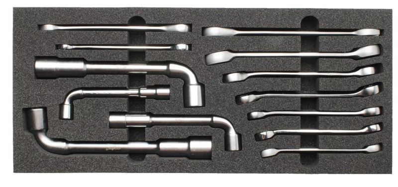 Wkład do skrzynki - klucze płasko-oczkowe z grzechotką, klucze fajkowe, klucze do przewodów hamulcowych 13 el. MJW