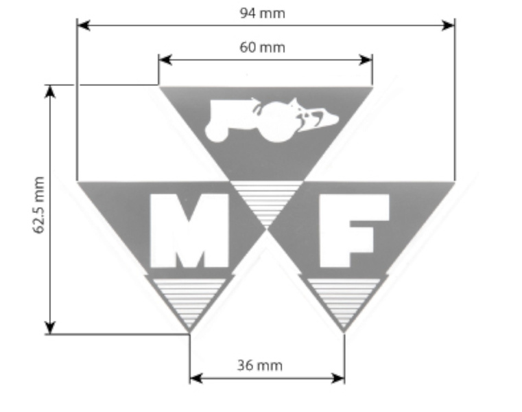 Trójkątna naklejka Massey Ferguson 196206M1